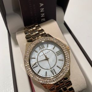 Anne Klein Gold Tone and White 40mm Wristwatch.